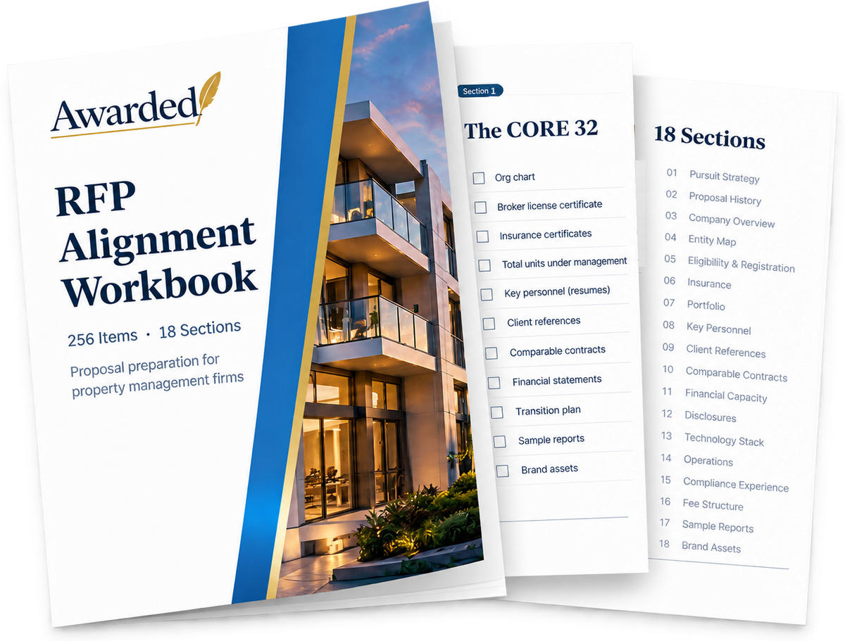 Awarded RFP Alignment Workbook: 256 items, 18 sections
